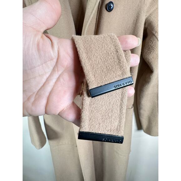 Soia & Kyo Long Women’s Coat tan Wool Blend Belted Open Long XS - Picture 5 of 15